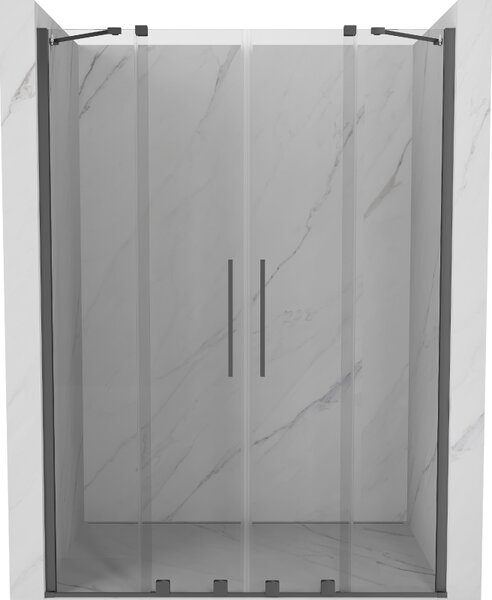 Mexen Velar Duo, posuvné sprchové dvere do otvoru 140 cm, 8mm číre sklo, brúsený grafit, 871-140-000-02-95