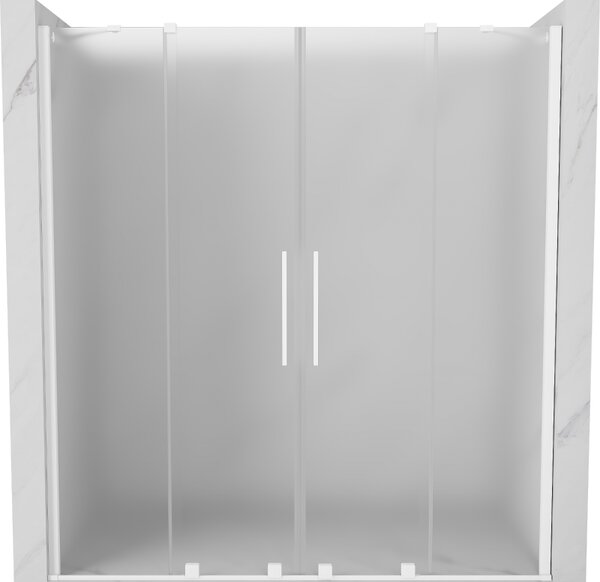 Mexen Velar Duo, posuvné sprchové dvere do otvoru 170 cm, 8mm sklo námraza, biela matná, 871-170-000-32-20