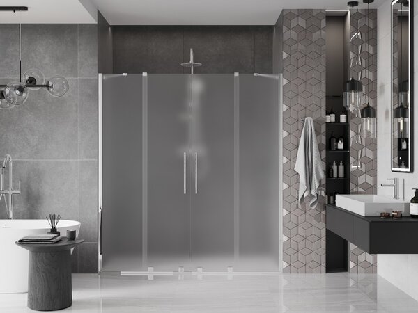 Mexen Velar Duo, posuvné sprchové dvere do otvoru 170 cm, 8mm sklo námraza, chrómová, 871-170-000-32-01