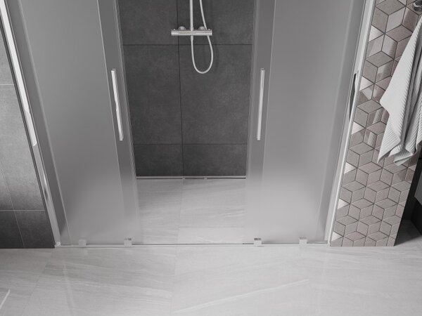 Mexen Velar Duo, posuvné sprchové dvere do otvoru 170 cm, 8mm sklo námraza, chrómová, 871-170-000-32-01