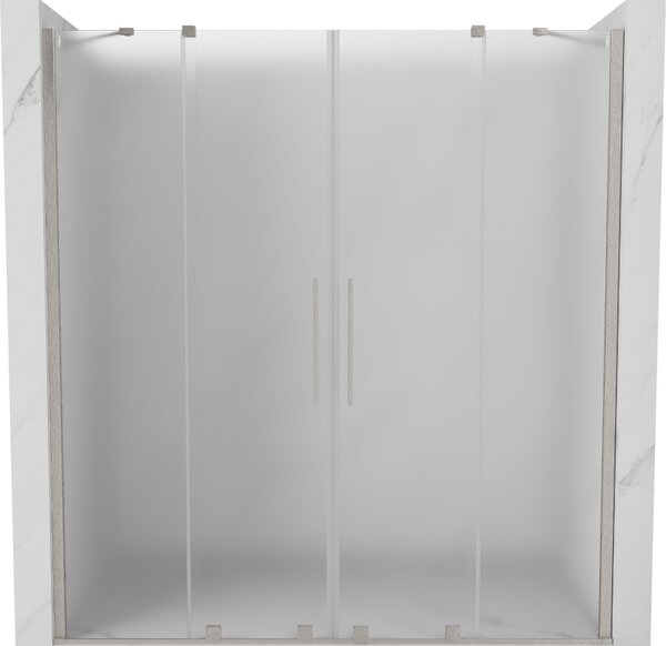 Mexen Velar Duo, posuvné sprchové dvere do otvoru 170 cm, 8mm sklo námraza, brúsená oceľ, 871-170-000-32-97