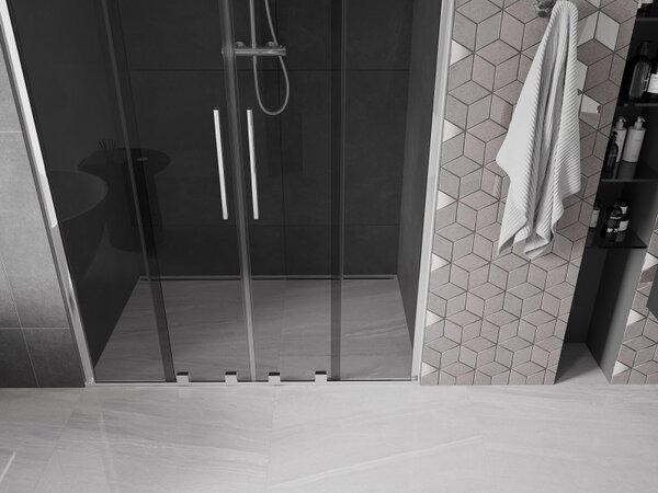Mexen Velar Duo, posuvné sprchové dvere do otvoru 140 cm, 8mm šedé sklo, chrómová, 871-140-000-42-01