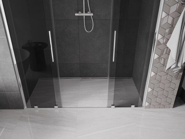 Mexen Velar Duo, posuvné sprchové dvere do otvoru 170 cm, 8mm šedé sklo, chrómová, 871-170-000-42-01