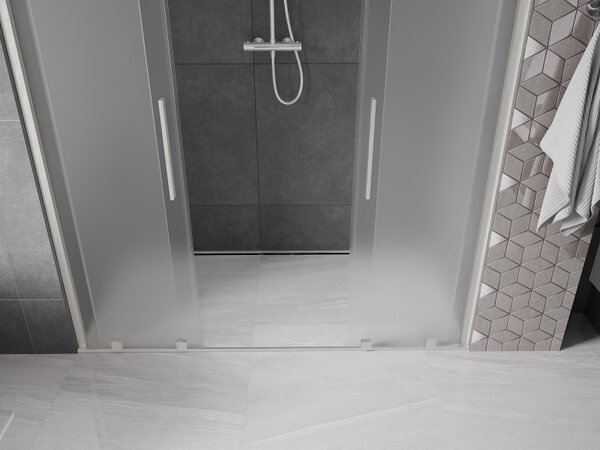 Mexen Velar Duo, posuvné sprchové dvere do otvoru 170 cm, 8mm sklo námraza, brúsená oceľ, 871-170-000-32-97