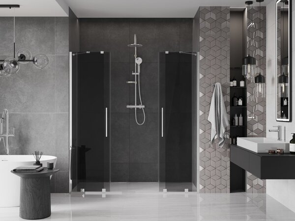 Mexen Velar Duo, posuvné sprchové dvere do otvoru 170 cm, 8mm šedé sklo, chrómová, 871-170-000-42-01