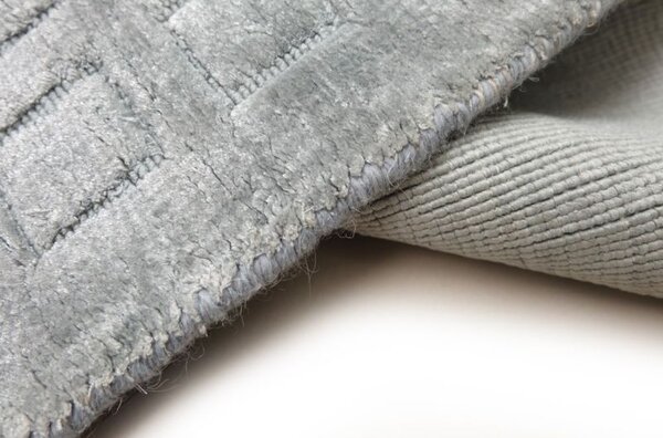 Moderný jednofarebný kusový koberec Handloom strieborno tyrkysový 2,00 x 3,00 m