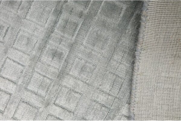 Moderný jednofarebný kusový koberec Handloom strieborno tyrkysový 2,00 x 3,00 m