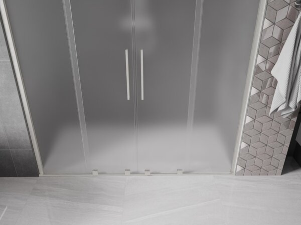 Mexen Velar Duo, posuvné sprchové dvere do otvoru 170 cm, 8mm sklo námraza, brúsená oceľ, 871-170-000-32-97