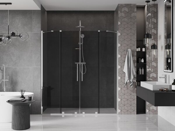 Mexen Velar Duo, posuvné sprchové dvere do otvoru 170 cm, 8mm šedé sklo, chrómová, 871-170-000-42-01