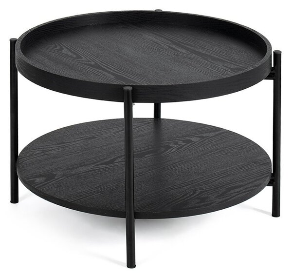 Čierny okrúhly konferenčný stolík v dekore duba ø 64 cm Hagen – Essentials