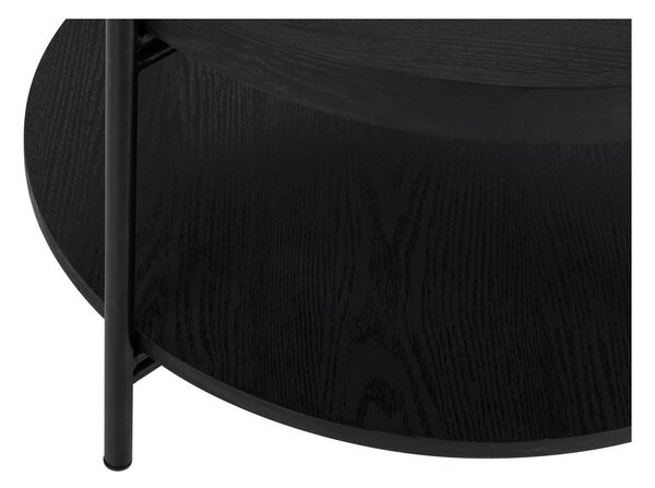 Čierny okrúhly konferenčný stolík v dekore duba ø 64 cm Hagen – Essentials