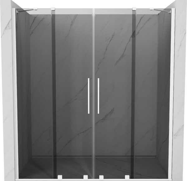 Mexen Velar Duo, posuvné sprchové dvere do otvoru 170 cm, 8mm šedé sklo, biela matná, 871-170-000-42-20