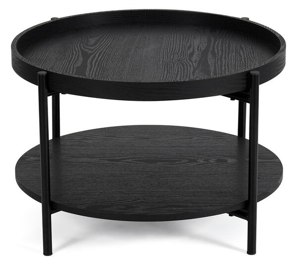 Čierny okrúhly konferenčný stolík v dekore duba ø 64 cm Hagen – Essentials