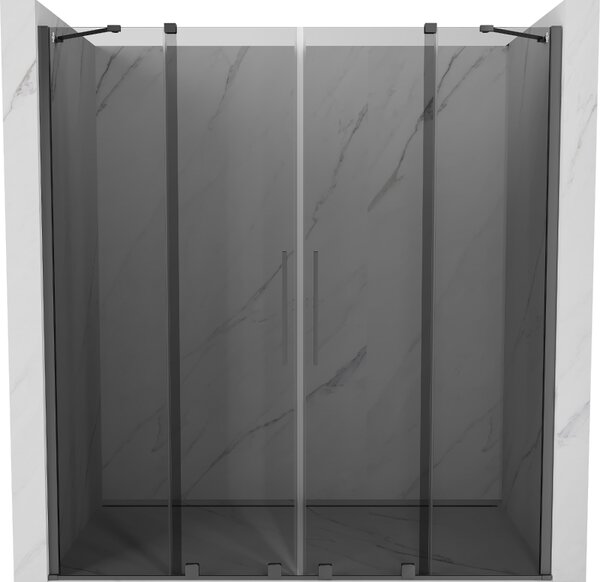Mexen Velar Duo, posuvné sprchové dvere do otvoru 170 cm, 8mm šedé sklo, brúsený grafit, 871-170-000-42-95