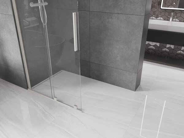 Mexen Velar, sprchová zástena s posuvnými dverami Walk-in 70 x 200 cm, 8mm číre sklo, brúsená oceľ, 871-070-000-03-97