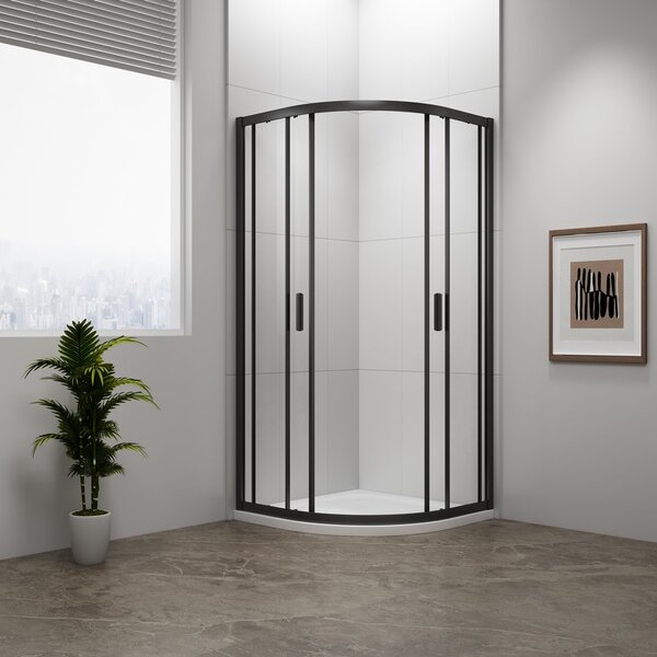 Polysan Polysan, EASY BLACK štvrťkruhová sprchová zástena 800x800mm, L/R, číre sklo, EL2515B