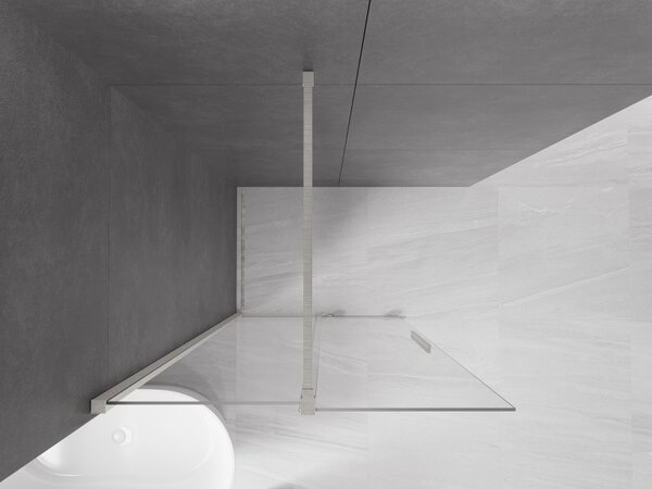 Mexen Velar, sprchová zástena s posuvnými dverami Walk-in 70 x 200 cm, 8mm číre sklo, brúsená oceľ, 871-070-000-03-97