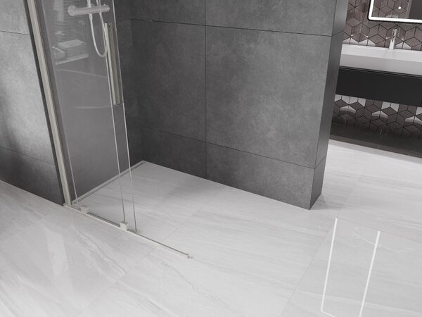 Mexen Velar, sprchová zástena s posuvnými dverami Walk-in 70 x 200 cm, 8mm číre sklo, brúsená oceľ, 871-070-000-03-97