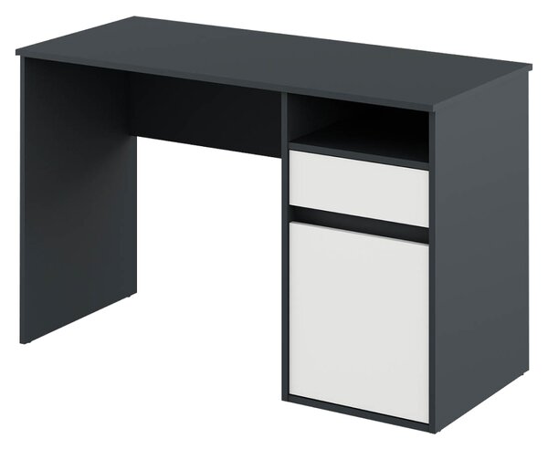KONDELA PC stôl, grafit/biela, BILI NEW