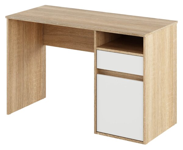 KONDELA PC stôl, dub sonoma/biela, BILI NEW