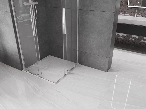 Mexen Velar L Duo, sprchový kút s posuvnými dverami 80 x 80 cm, 8mm číre sklo, chrómová, 871-080-080-02-03-01