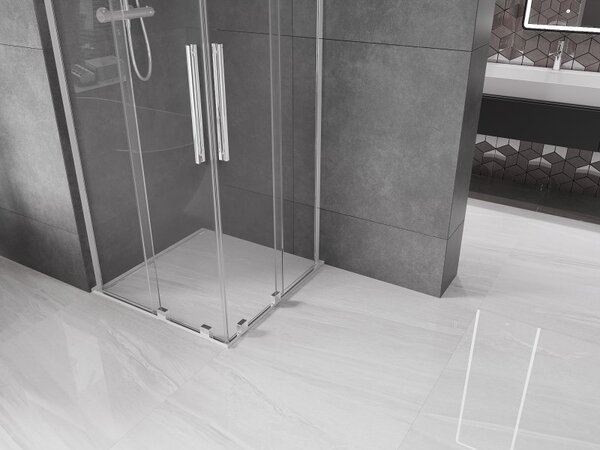 Mexen Velar L Duo, sprchový kút s posuvnými dverami 80 x 80 cm, 8mm číre sklo, chrómová, 871-080-080-02-03-01