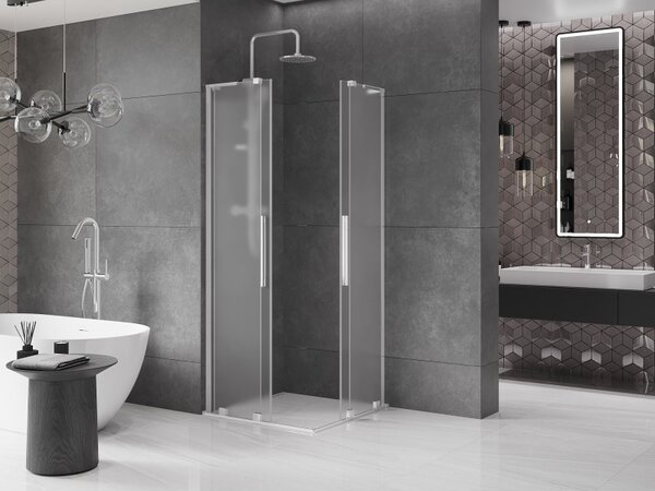 Mexen Velar L Duo, sprchový kút s posuvnými dverami 80 x 80 cm, 8mm sklo námraza, chrómová, 871-080-080-02-33-01