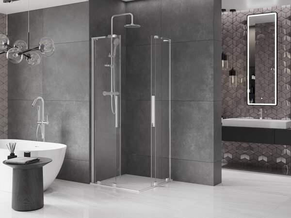 Mexen Velar L Duo, sprchový kút s posuvnými dverami 80 x 80 cm, 8mm číre sklo, chrómová, 871-080-080-02-03-01