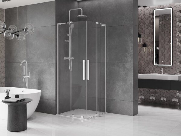 Mexen Velar L Duo, sprchový kút s posuvnými dverami 80 x 80 cm, 8mm číre sklo, chrómová, 871-080-080-02-03-01