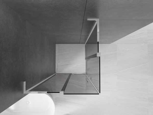 Mexen Velar L Duo, sprchový kút s posuvnými dverami 80 x 80 cm, 8mm šedé sklo, chrómová, 871-080-080-02-43-01