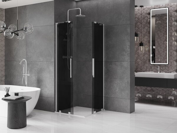 Mexen Velar L Duo, sprchový kút s posuvnými dverami 80 x 80 cm, 8mm šedé sklo, chrómová, 871-080-080-02-43-01