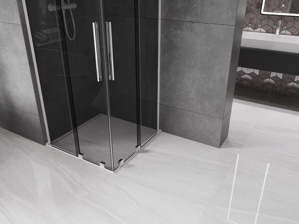 Mexen Velar L Duo, sprchový kút s posuvnými dverami 80 x 80 cm, 8mm šedé sklo, chrómová, 871-080-080-02-43-01