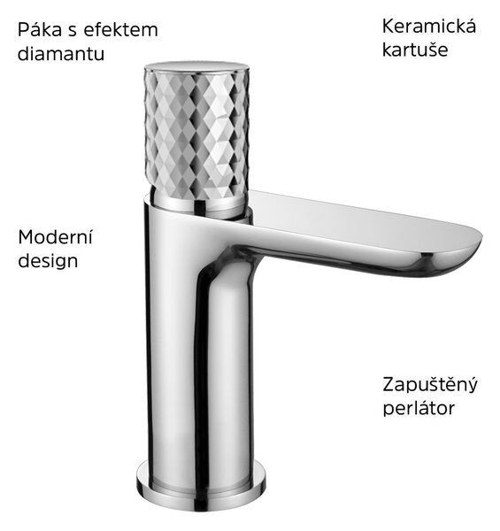 Mereo Mereo, Umývadlová stojanková batéria diamant, Viana, bez výpuste, chróm, MER-CBE10101A