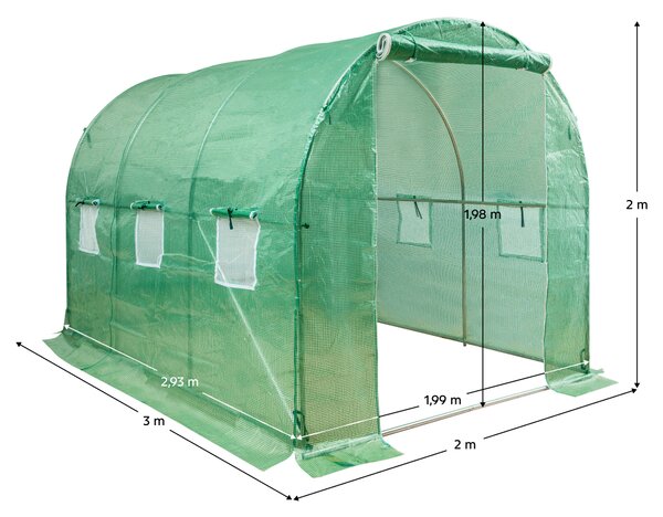 KONDELA Fóliovník, zelená, 2x3x2 m, FELKO TYP 1