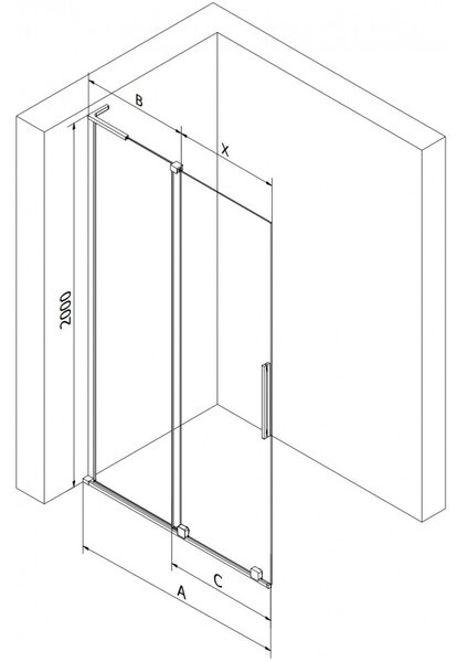 Mexen Velar L, posuvná sprchová zástena Walk-in 90 x 200 cm, 8mm šedé sklo, zlatá matná, 871-090-003-43-55