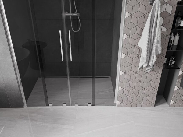 Mexen Velar L Duo, posuvné sprchové dvere do otvoru 140 cm, 8mm šedé sklo, chrómová, 871-140-003-42-01