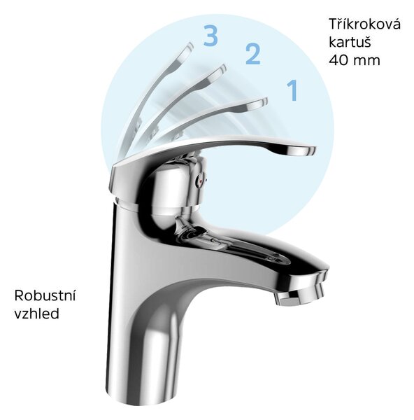 Mereo Mereo, Drezová stojanková batéria, Sonáta, s ramienkom nad pákou, výška 245 mm, chróm, MER-CB20103N