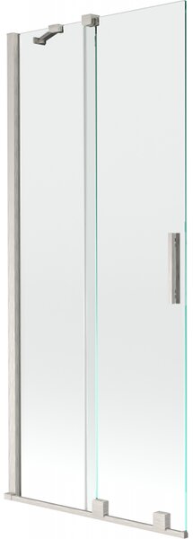 Mexen Velar, 2-krídlová posuvná vaňová zástena 80 x 150 cm, 8mm číre sklo, brúsená oceľ, 896-080-000-01-97