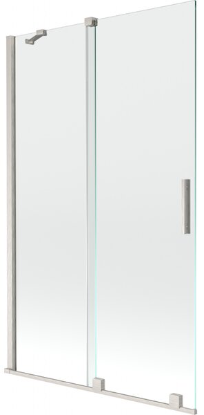 Mexen Velar, 2-krídlová posuvná vaňová zástena 110 x 150 cm, 8mm číre sklo, brúsená oceľ, 896-110-000-01-97