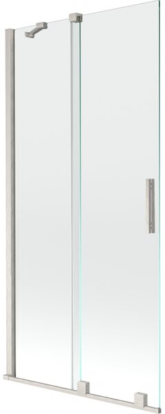 Mexen Velar, 2-krídlová posuvná vaňová zástena 90 x 150 cm, 8mm číre sklo, brúsená oceľ, 896-090-000-01-97