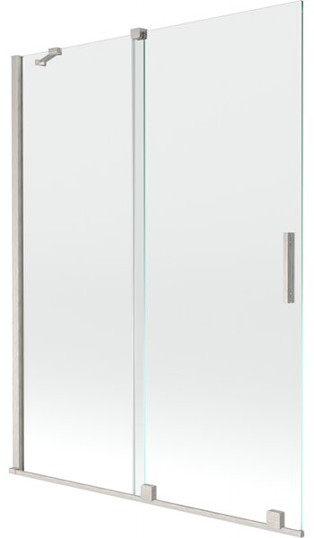 Mexen Velar, 2-krídlová posuvná vaňová zástena 130 x 150 cm, 8mm číre sklo, brúsená oceľ, 896-130-000-01-97