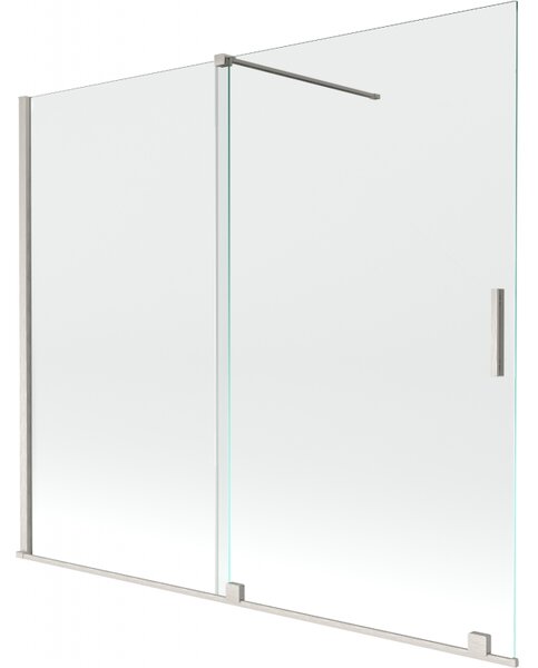 Mexen Velar, 2-krídlová posuvná vaňová zástena 180 x 150 cm, 8mm číre sklo, brúsená oceľ, 896-180-000-01-97