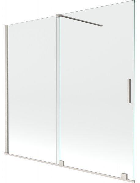 Mexen Velar, 2-krídlová posuvná vaňová zástena 170 x 150 cm, 8mm číre sklo, brúsená oceľ, 896-170-000-01-97
