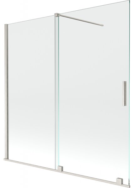 Mexen Velar, 2-krídlová posuvná vaňová zástena 160 x 150 cm, 8mm číre sklo, brúsená oceľ, 896-160-000-01-97