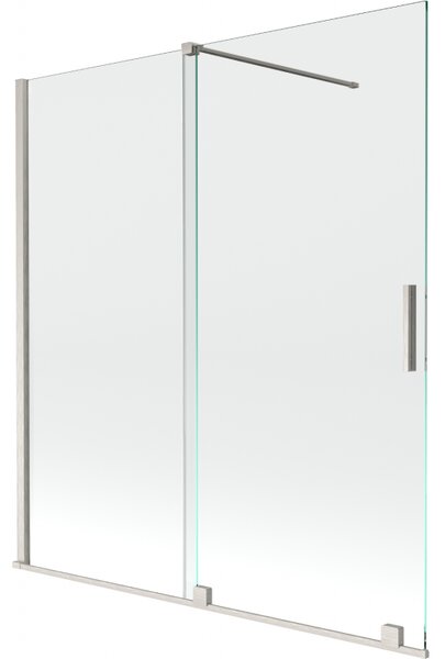 Mexen Velar, 2-krídlová posuvná vaňová zástena 150 x 150 cm, 8mm číre sklo, brúsená oceľ, 896-150-000-01-97