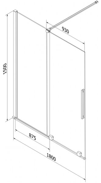 Mexen Velar, 2-krídlová posuvná vaňová zástena 180 x 150 cm, 8mm číre sklo, brúsená oceľ, 896-180-000-01-97