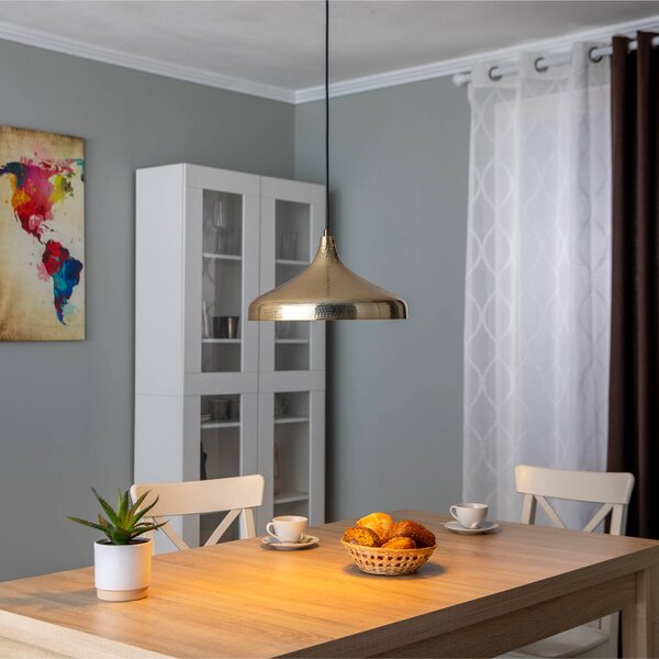 Opviq Tetovanie 2643 závesné svetlo, Ø36cm, zlatá antika, Hnedá / staromosadz, Obývacia izba / jedáleň, kov, Marocký, Závesné svietidlo
