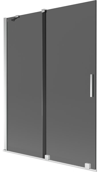 Mexen Velar, 2-krídlová posuvná vaňová zástena 130 x 150 cm, 8mm šedé sklo, chrómová, 896-130-000-41-01