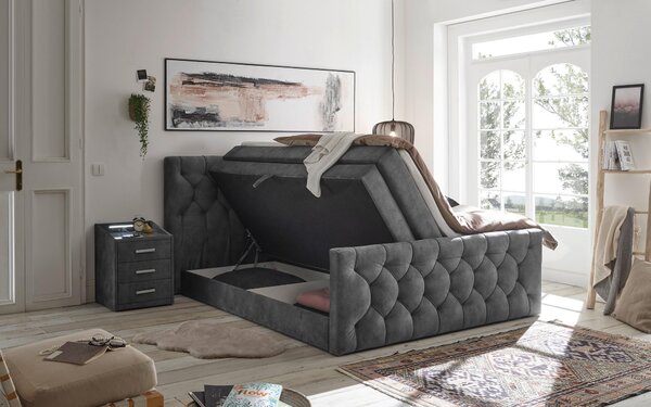 BOXSPRINGOVÁ POSTEĽ, 180/200 cm, antracitová MID.YOU - Online Only spálne, Online Only