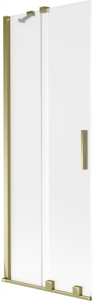Mexen Velar, 2-krídlová posuvná vaňová zástena 70 x 150 cm, 8mm sklo námraza, zlatá lesklá, 896-070-000-31-50